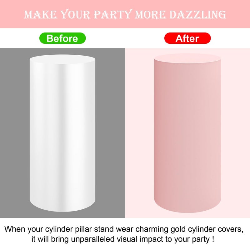 SaitiMade Set of 5 - Pink Cylinder Pedestal Stand Covers  Flexible Cylinder Stand Covers for Party  Wedding or Birthday Event Decor - Only Contains Cylinder Covers - Image 4